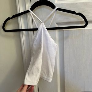 Zara white ribbed halter top